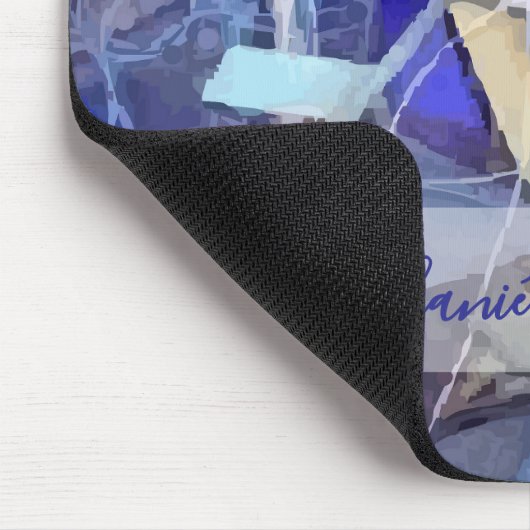 Custom Name Blue Abstract Maximalist Stripes  Muismat (Hoek)