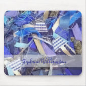 Custom Name Blue Abstract Maximalist Stripes  Muismat (Voorkant)