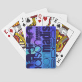 Custom Name, Blue & Abstract Purple, Green, Blue Pokerkaarten (Achterkant)