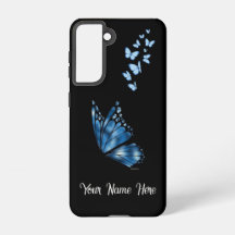 Custom Name Blue Butterfly Samsung Galaxy S21 Case