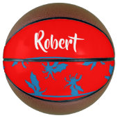 Custom name blue dragons on red basketbal (Voorkant)