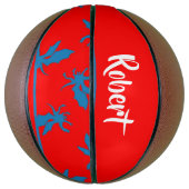 Custom name blue dragons on red basketbal (Verticaal)