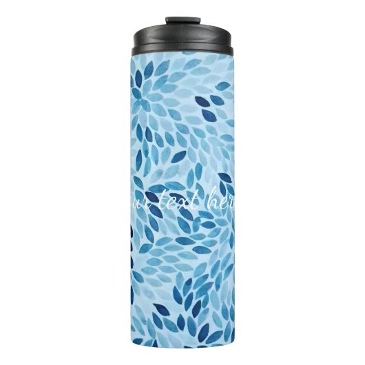 Custom Name | Blue Mosaic Petals Thermal Tumbler Thermosbeker (Voorkant)
