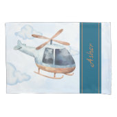 Custom Name Blue Watercolor Helicopter Boys Kussensloop (Voorkant)