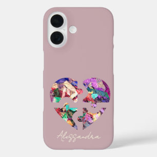 Custom Name Blush Powder Roze Schattige Kleurrijk iPhone 16 Hoesje