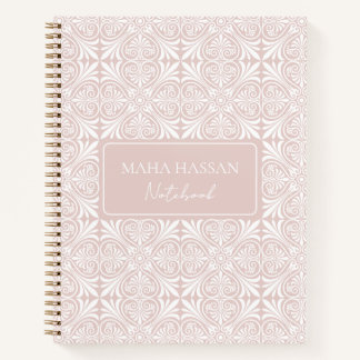 Custom Name Blush Rose Vector Pattern Journal Notitieboek