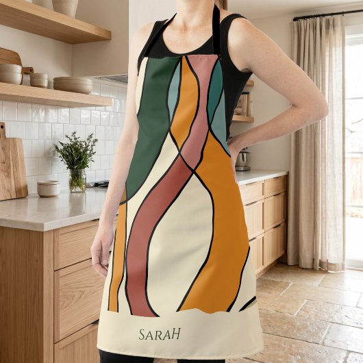 Custom Name Boho Abstract Earthy Modern Kitchen Schort