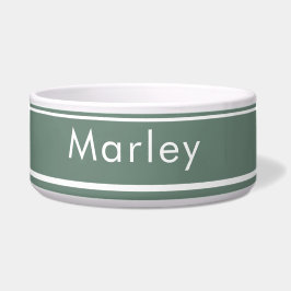 Custom Name Bowl voor Honden - Sage Green Voerbakje