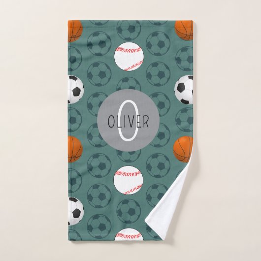 Custom Name Boys Cute Sports Soccer Pattern Kids Handdoek (Handdoek)