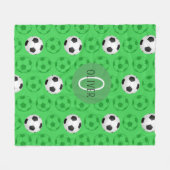 Custom Name Boys Soccer Ball Green Fleece Deken (Voorkant (Horizontaal))