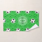 Custom Name Boys Soccer Ball Green Handdoek (Handdoek)