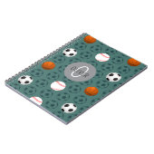 Custom Name Boys Sports Soccer Pattern Kids School Notitieboek (Linkerzijde)