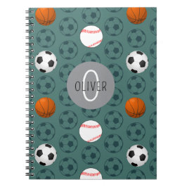 Custom Name Boys Sports Soccer Pattern Kids School Notitieboek