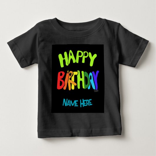 Custom Name Bright and Happy Birthday Toddler T-sh (Voorkant)