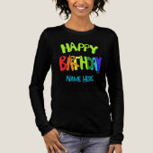 Custom Name Bright and Happy Birthday Tri-Blend Shirt (Voorkant)