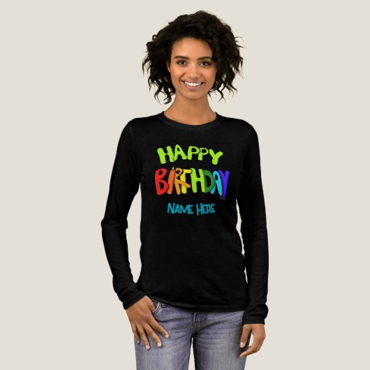 Custom Name Bright and Happy Birthday Tri-Blend Shirt (Voorkant)