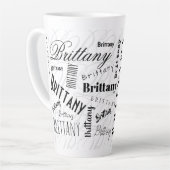 Custom Name Brittany Black White Latte Mok (Linkerhoek)