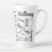 Custom Name Brittany Black White  Latte Mok (Rechts)