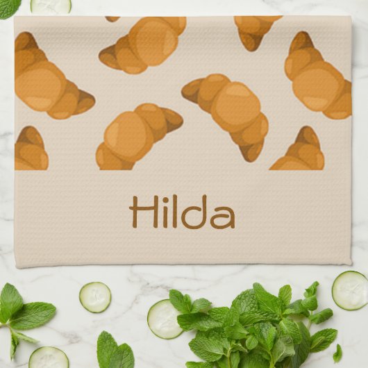 Custom name brown pattern theedoek (Gevouwen)