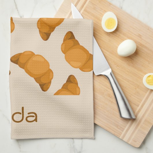 Custom name brown pattern theedoek (Quarter Fold)