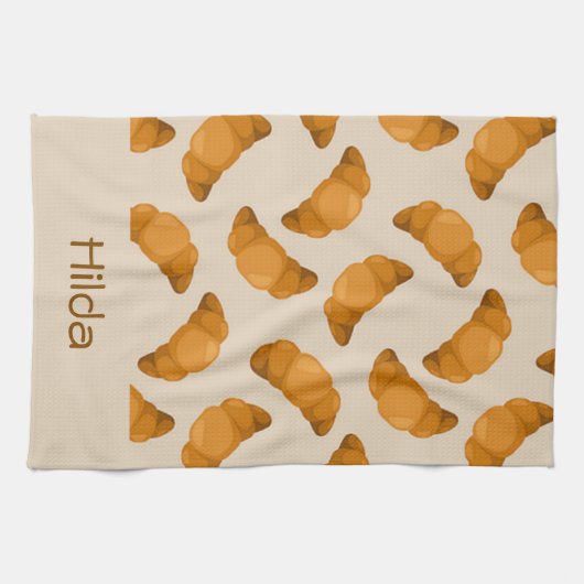 Custom name brown pattern theedoek (Horizontaal)