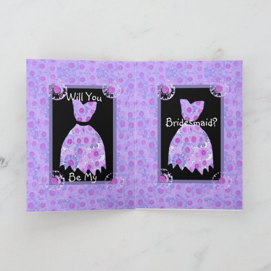 CUSTOM NAME Bruidsmeisje Uitnodiging PAARSE Jurk (Binnen)