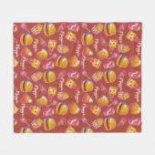 Custom Name Burger en Fries Deken in Bruin (Voorkant (Horizontaal))