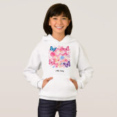 Custom Name Butterfly & Flower Kids Hoodie (Voorkant volledig)