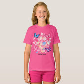 Custom Name Butterfly & Flower Kids T-Shirt (Voorkant volledig)