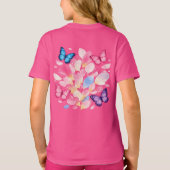 Custom Name Butterfly & Flower Kids T-Shirt (Achterkant)
