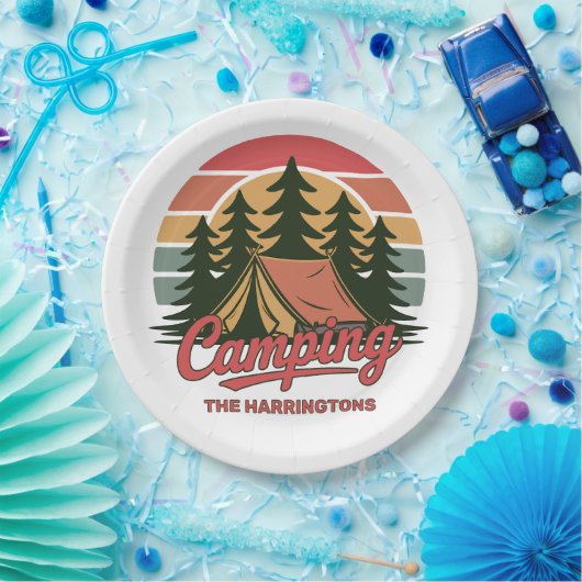 Custom Name Camping Papieren Bordje (Feest)