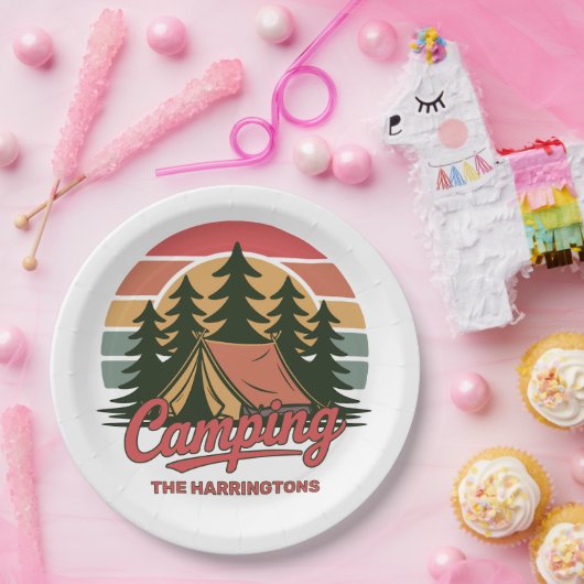 Custom Name Camping Papieren Bordje (Feest)