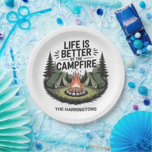 Custom Name Camping Papieren Bordje (Feest)