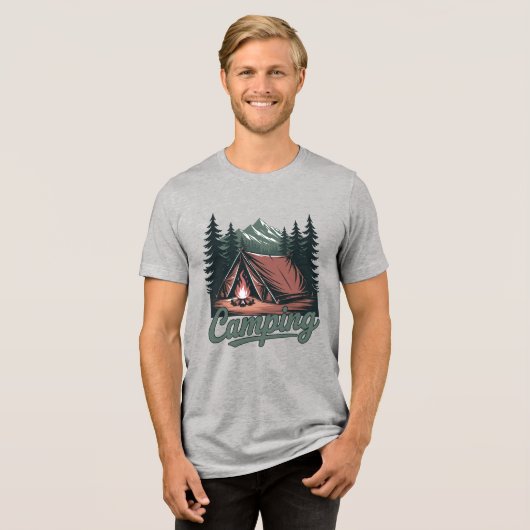 Custom Name Camping Tri-Blend Shirt (Voorkant volledig)