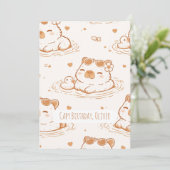 Custom Name Capybara Birthday Flat Greeting Card Kaart (Staand voorkant)