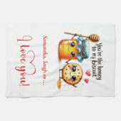 Custom Name Cartoon Food Love Valentine Towel Theedoek (Horizontaal)
