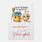 Custom Name Cartoon Food Love Valentine Towel Theedoek (Verticaal)