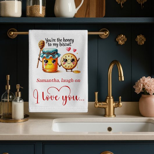 Custom Name Cartoon Food Love Valentine Towel Theedoek
