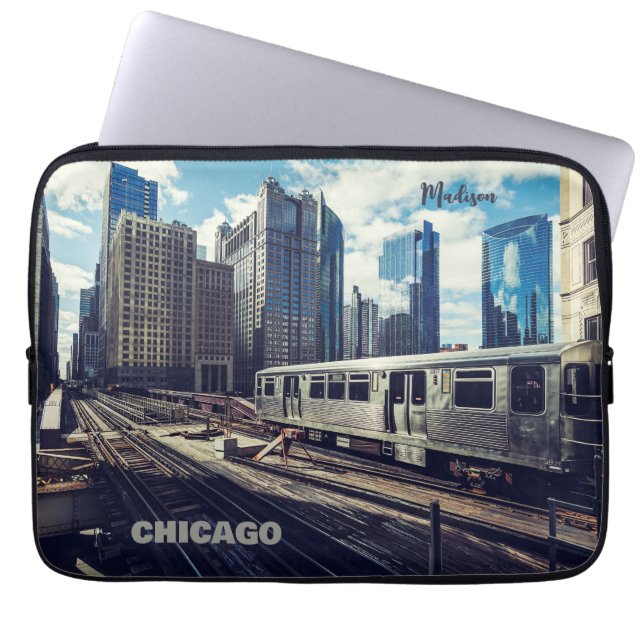 Custom Name Chicago USA Laptop Sleeve (Voorkant)