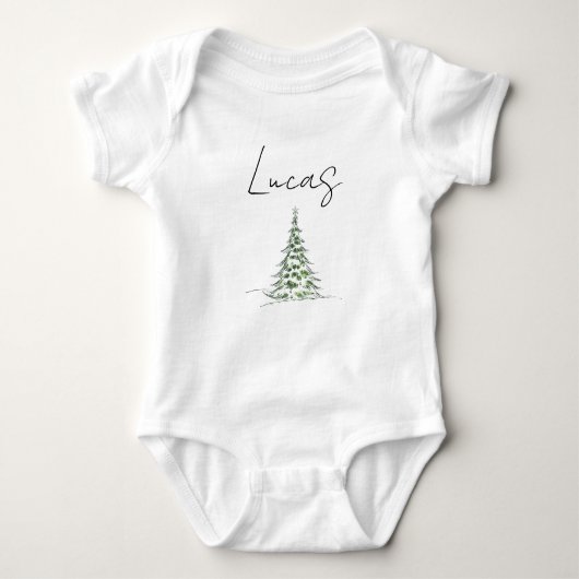 Custom Name Christmas Baby Romper 1st Xmas Lucas (Voorkant)