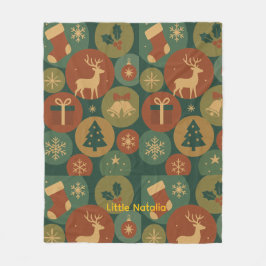 Custom name Christmas Circles Cozy Fleece Deken