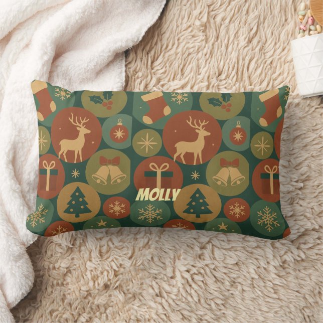 Custom Name Christmas Circles Kussen (Deken)