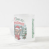 Custom name Christmas cute unique deer Matglas Koffiemok (Voorkant links)