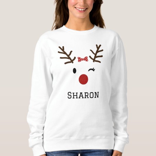 Custom Name Christmas Deer Illustration Design Trui (Voorkant)