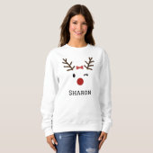 Custom Name Christmas Deer Illustration Design Trui (Voorkant volledig)
