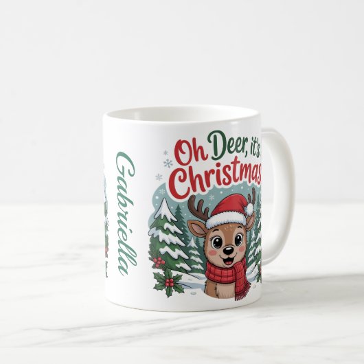Custom name Christmas deer Koffiemok (Voorkant rechts)