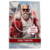Custom Name Christmas Gift Bag Cool Santa Monogram Medium Cadeauzakje (Voorkant)