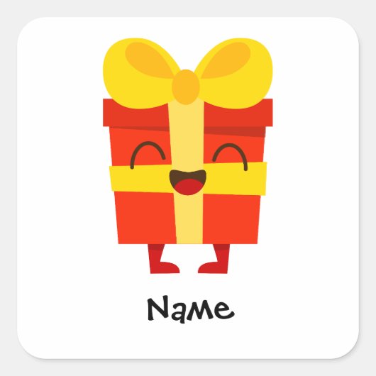 Custom Name Christmas Present Sticker – Kids Label (Voorkant)