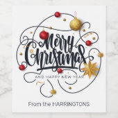 Custom name Christmas Wishes Wijn Etiket (Enkel label)