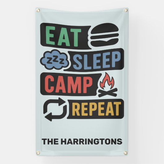 Custom Name & Color Camping Spandoek (Verticaal)